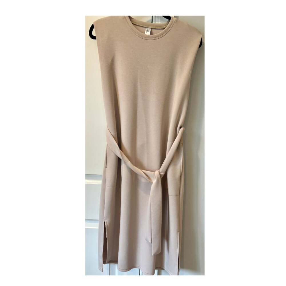 SPANX Air Essentials Sleeveless Tie-Waist Scuba Knit Tank Dress - Medium